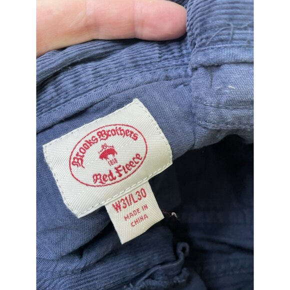 Brooks brothers pants Mens Red fleece Corduroy flat front straight Navy 31x30 - Picture 4 of 8